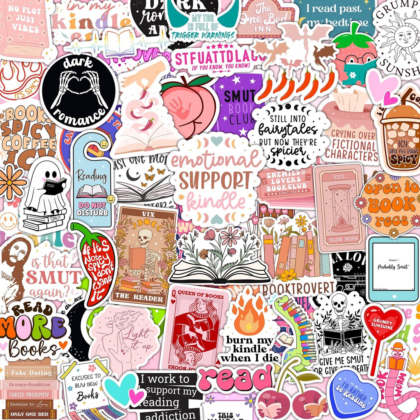 120 Funny Reading-Themed Stickers 💕– Water Bottle Décor, Laser Waterproof Vinyl Adhesive Labels ✨