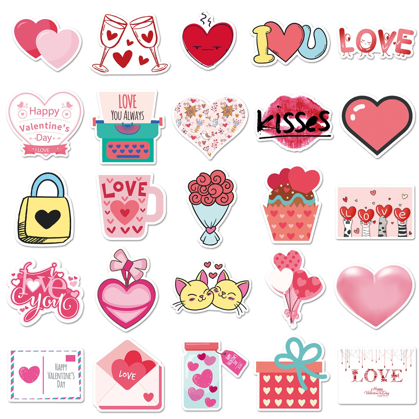 100pcs Love Series Cartoon Stickers 💖 Cute Valentine’s Day Doodle Stickers for Luggage🧳, Laptop💻 & Water Bottle Decorations ✨