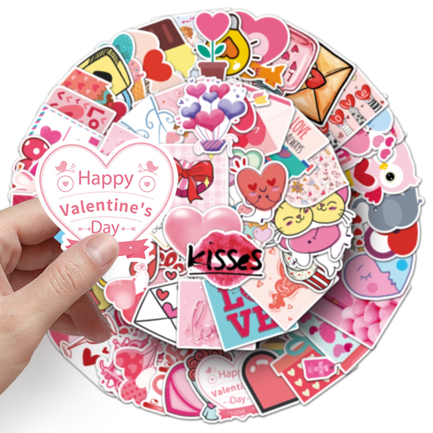 100pcs Love Series Cartoon Stickers 💖 Cute Valentine’s Day Doodle Stickers for Luggage🧳, Laptop💻 & Water Bottle Decorations ✨