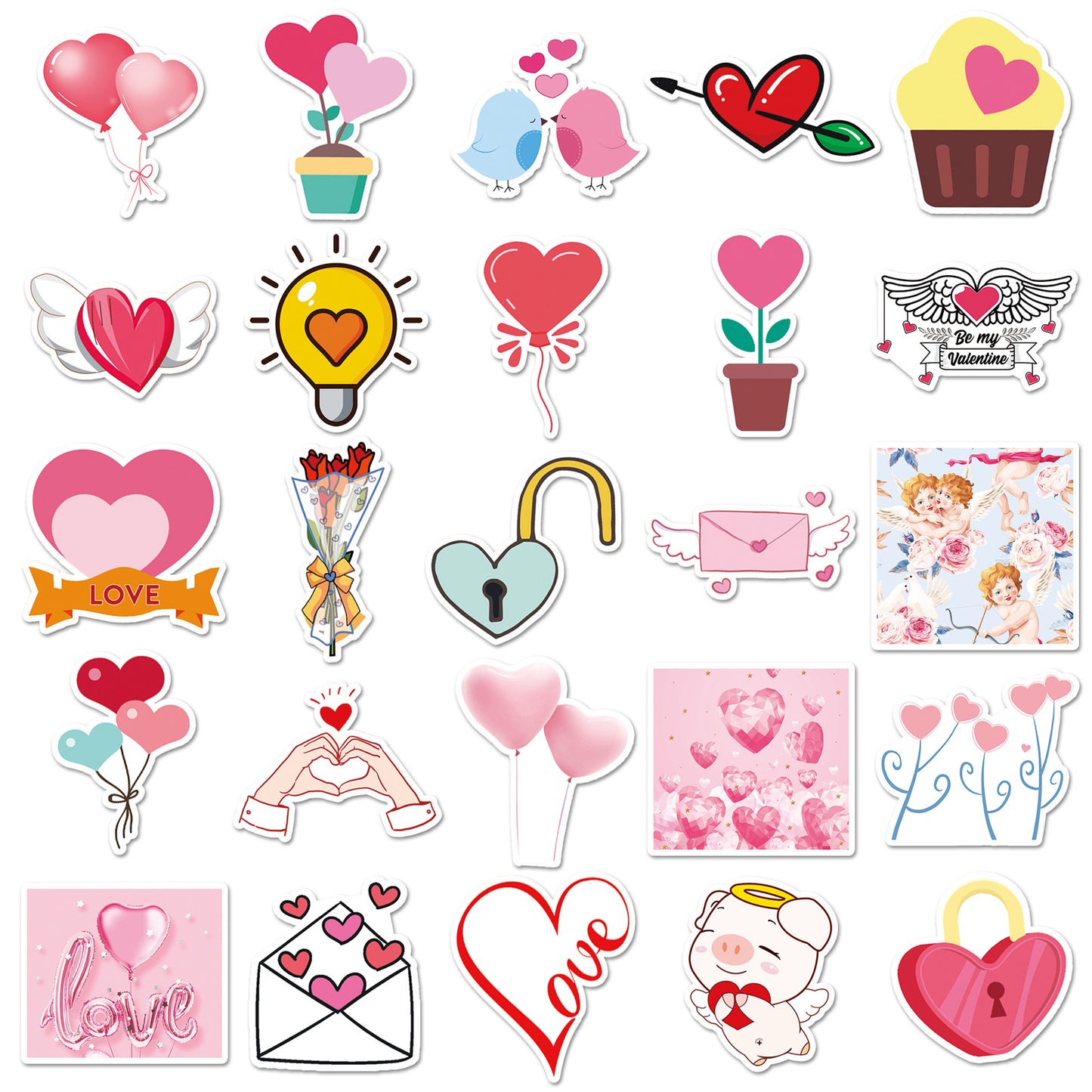 100pcs Love Series Cartoon Stickers 💖 Cute Valentine’s Day Doodle Stickers for Luggage🧳, Laptop💻 & Water Bottle Decorations ✨