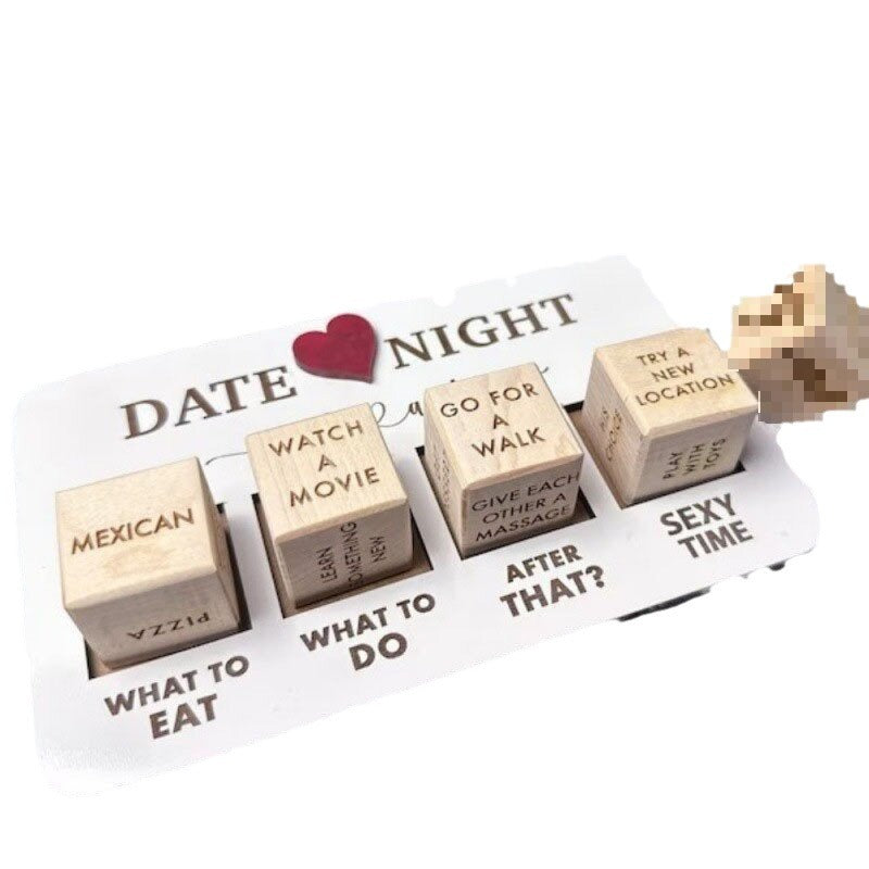 Couples' Date Night Dice Set 🎲 – Wooden Love & Food Decision Maker ❤️🍕, Ideal Valentine's Day Gift for Him/Her 💖