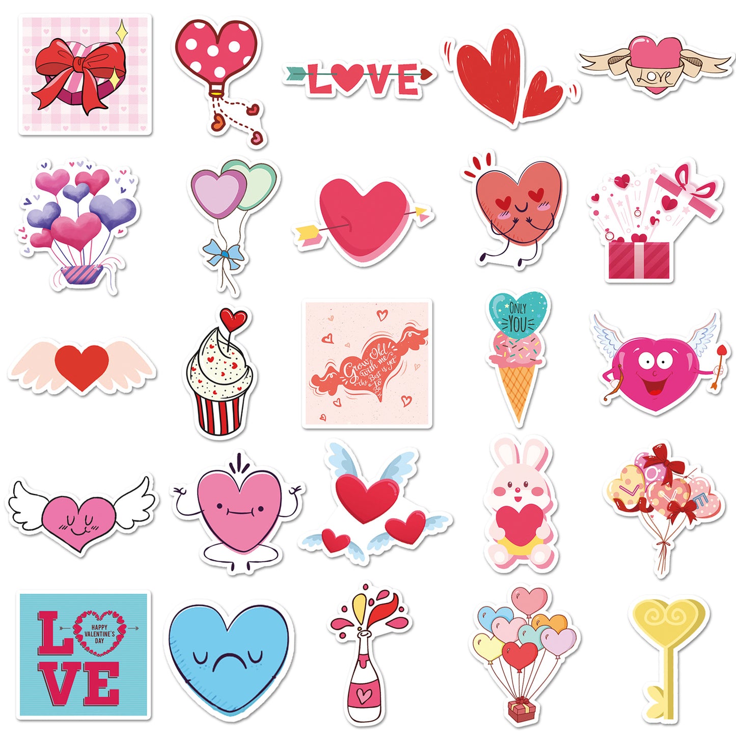 100pcs Love Series Cartoon Stickers 💖 Cute Valentine’s Day Doodle Stickers for Luggage🧳, Laptop💻 & Water Bottle Decorations ✨