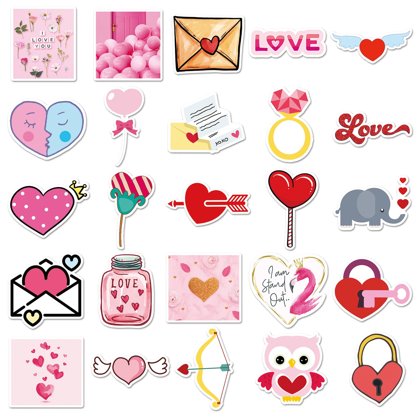 100pcs Love Series Cartoon Stickers 💖 Cute Valentine’s Day Doodle Stickers for Luggage🧳, Laptop💻 & Water Bottle Decorations ✨